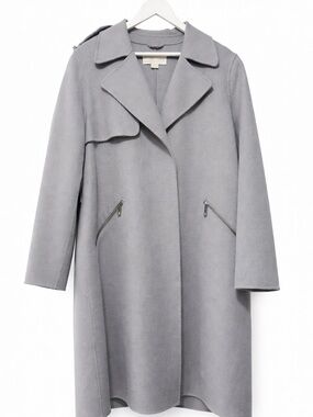 Michael Kors Wool Blend Coat NWT L Lavender Gray Long Trench Coat
